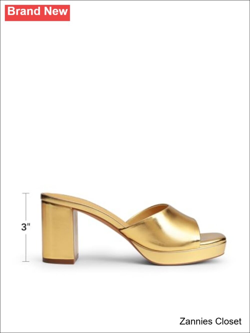 ✨ Platform Block Heel Mule Sandals Square Toe Slip On Faux Leather 3 inch Heel - Picture 3 of 6